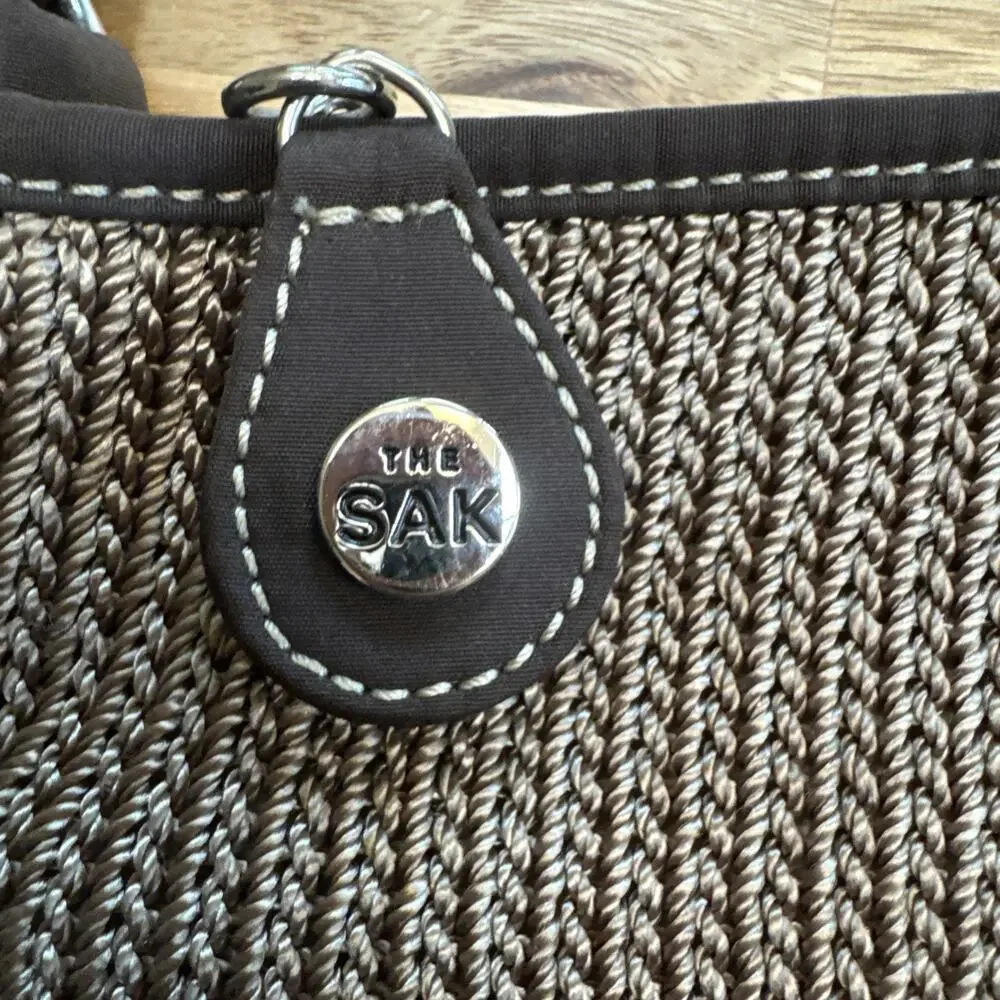 The‎ SAK Brown Crochet Braided Purse Shoulder Bag Pink Brown Interior